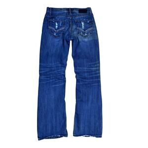 BKE jeans Jake Bootleg bootcut 32x31 embroidered western stitched ripped blue